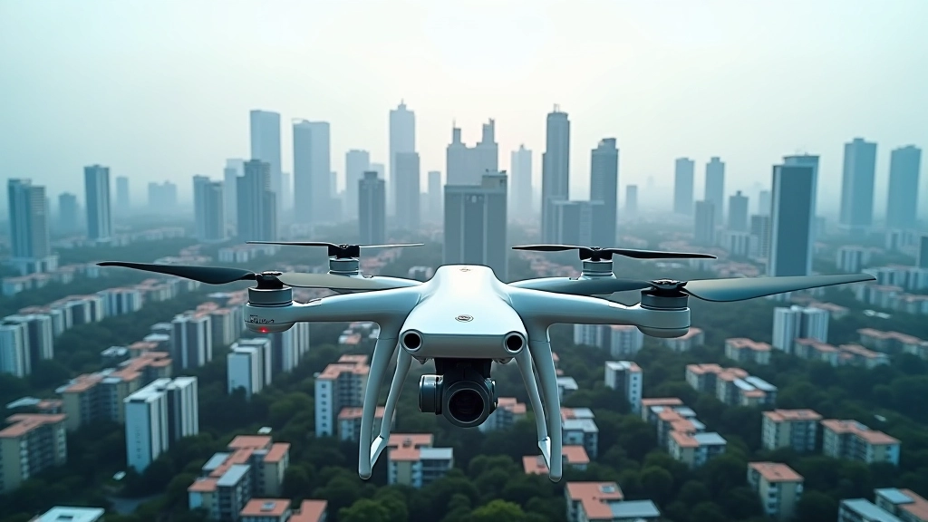 Aerial drone view of Malaysian urban development showing high-rise buildings, residential areas, and modern city infrastructure