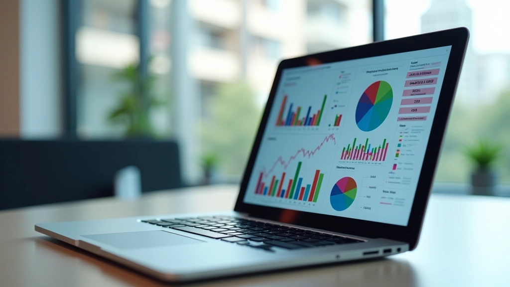 Laptop displaying residential property price index charts and market analysis graphs